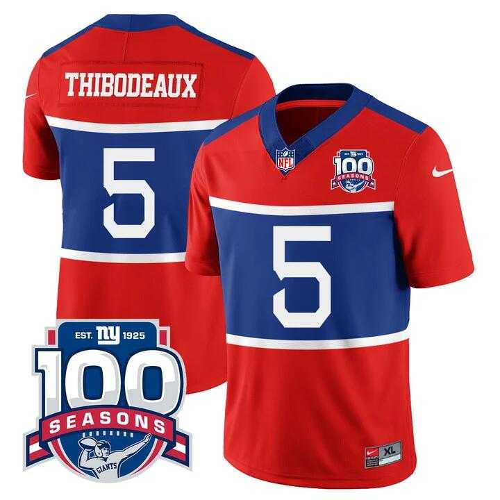 Men & Women & Youth New York Giants #5 Kayvon Thibodeaux Century Red 100TH Season Commemorative Patch Limited Stitched Jersey->new orleans saints->NFL Jersey
